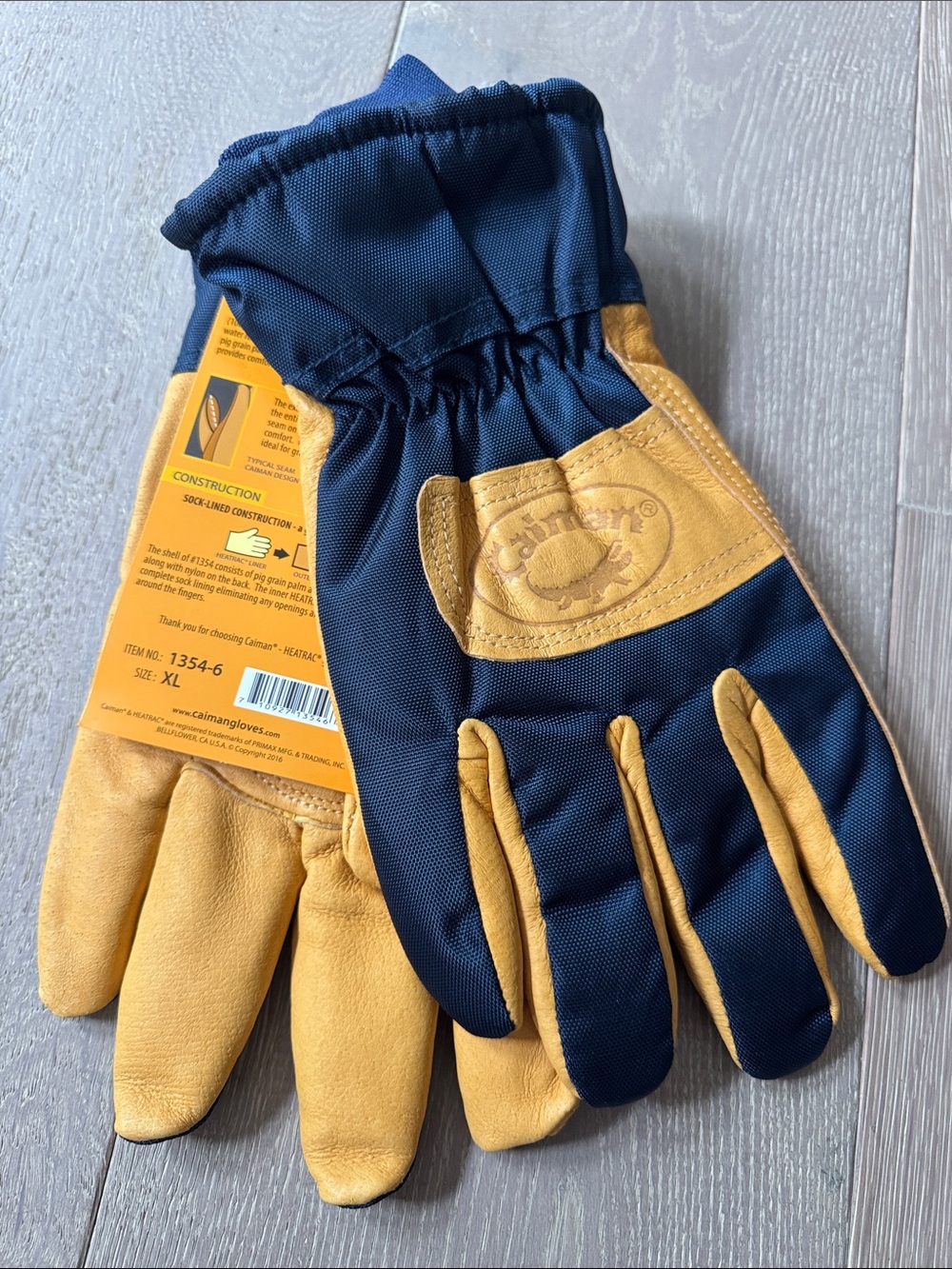 Navy and Tan Work Gloves - Men Accessories